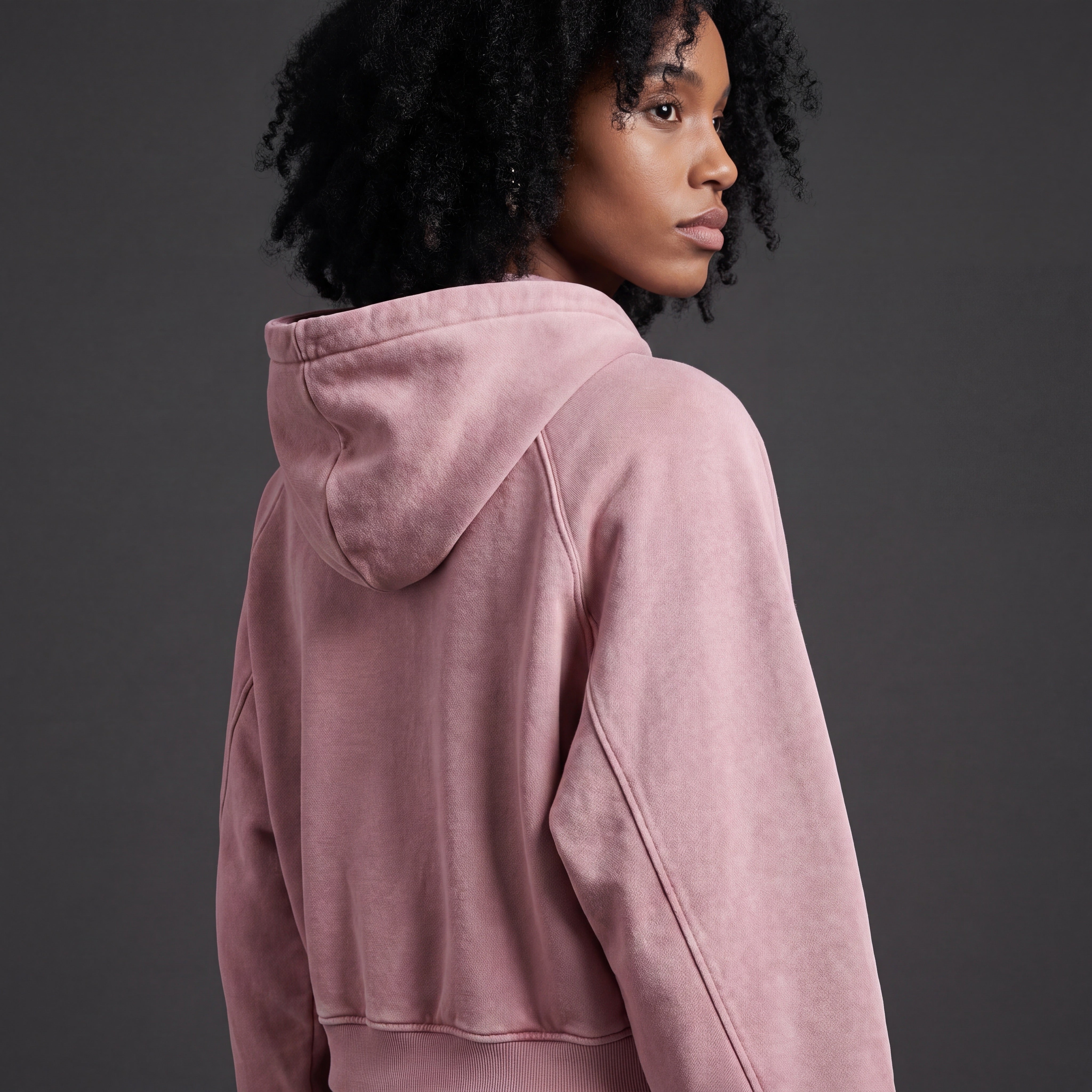 Washed Crop Hoodie - White Type