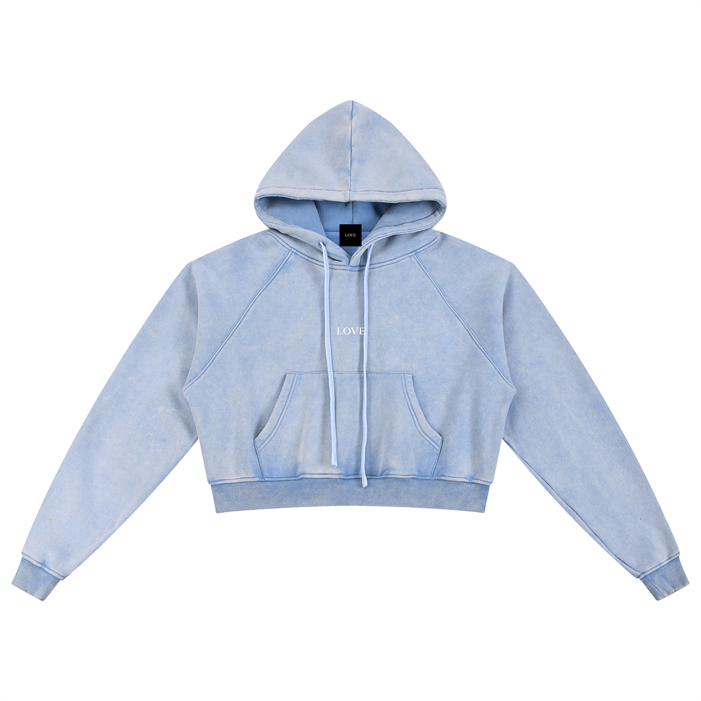 Washed Crop Hoodie - White Type