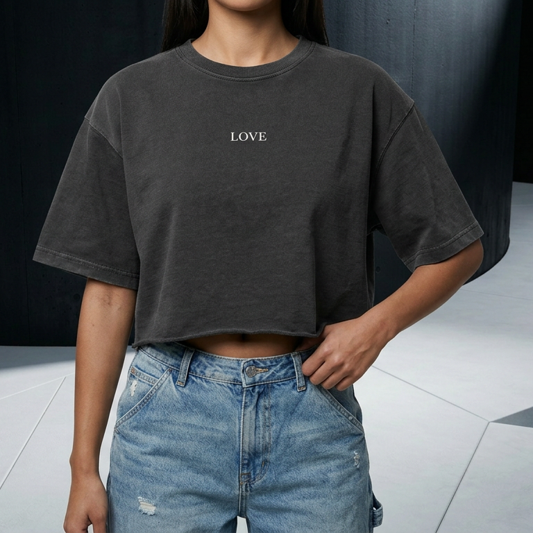 Raw Crop Top - White Type