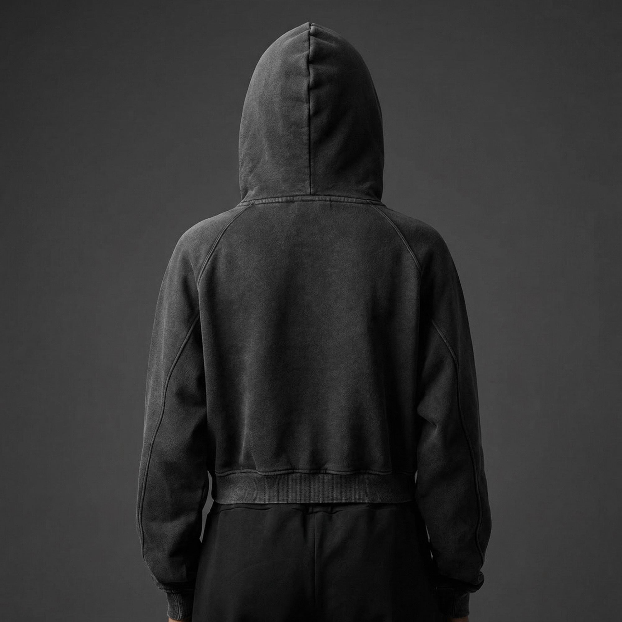 Washed Crop Hoodie - White Type
