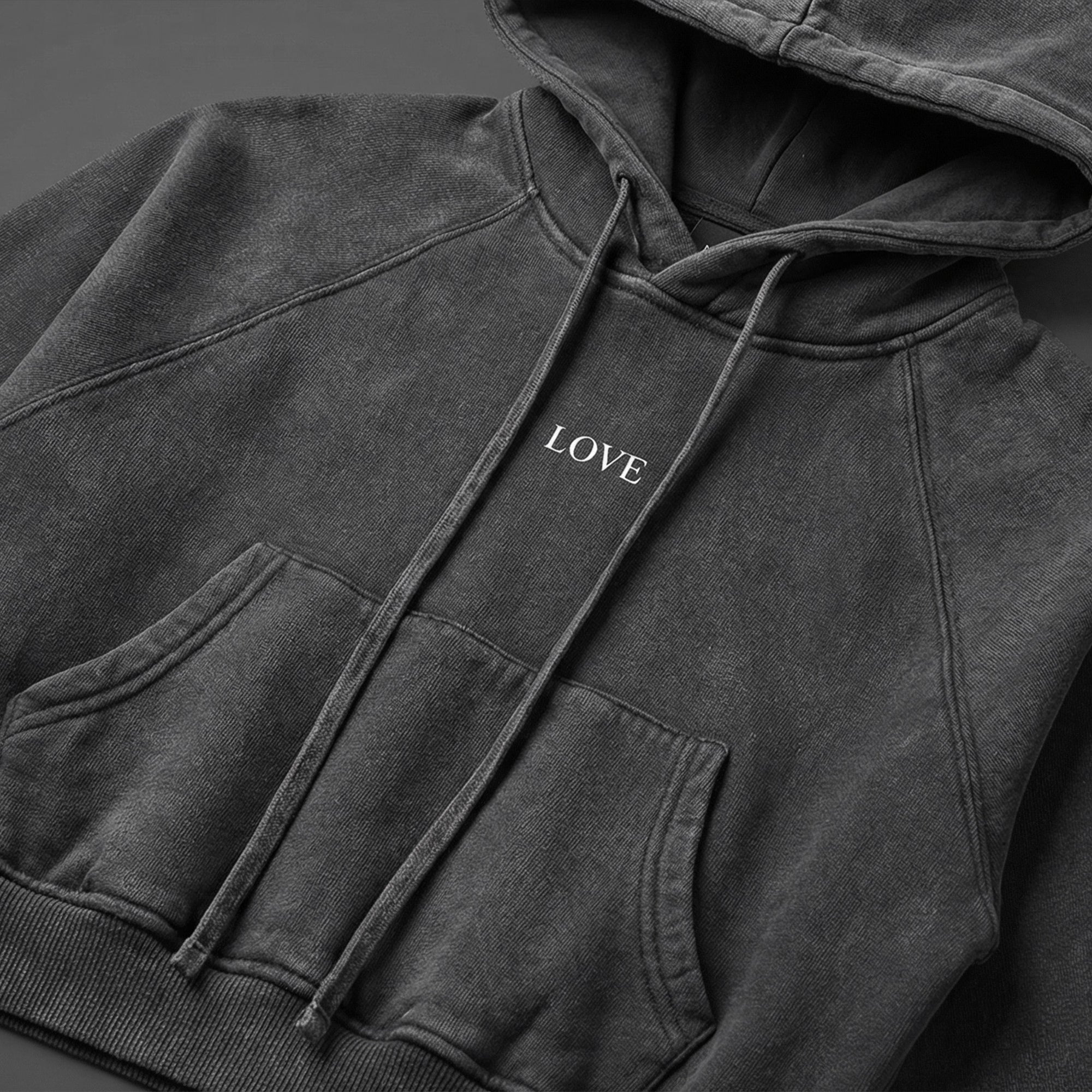 Washed Crop Hoodie - White Type