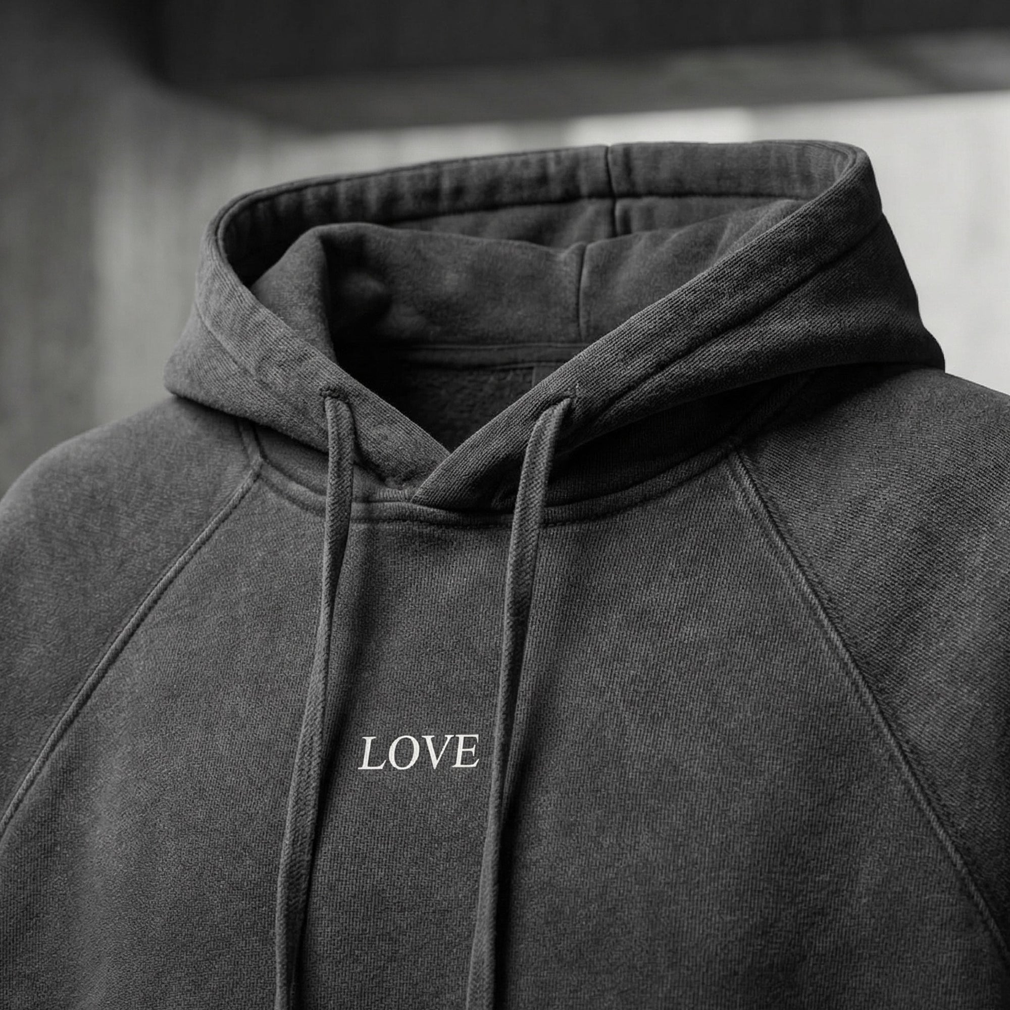 Washed Crop Hoodie - White Type