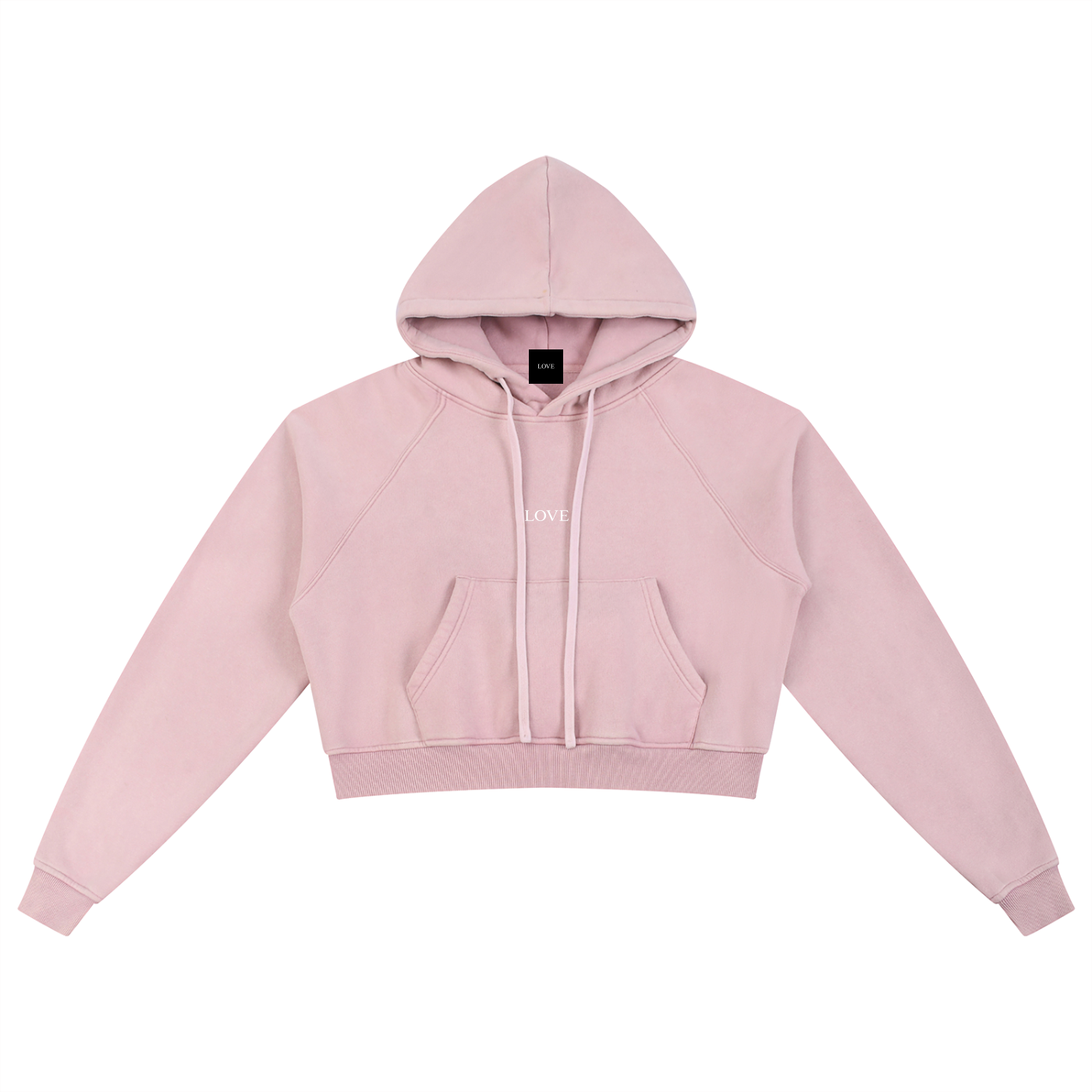 Washed Crop Hoodie - White Type