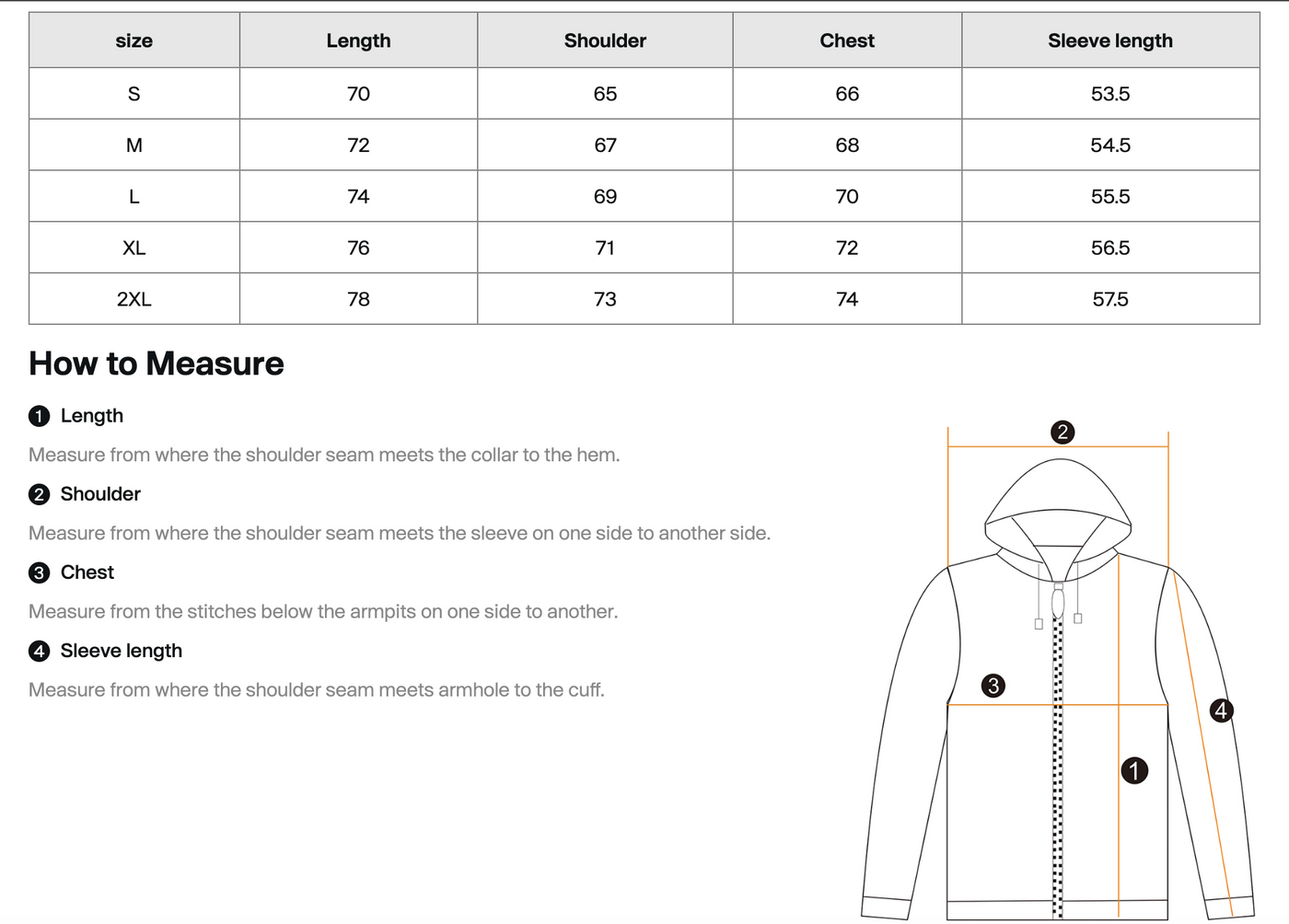 Size guide for Oversized Hoodie - White Type