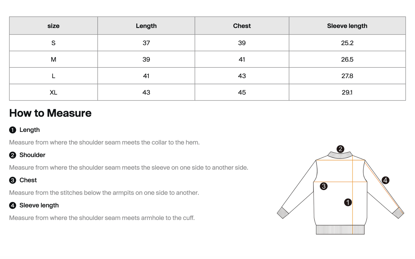 Size guide for Taped Crop Top - White Type