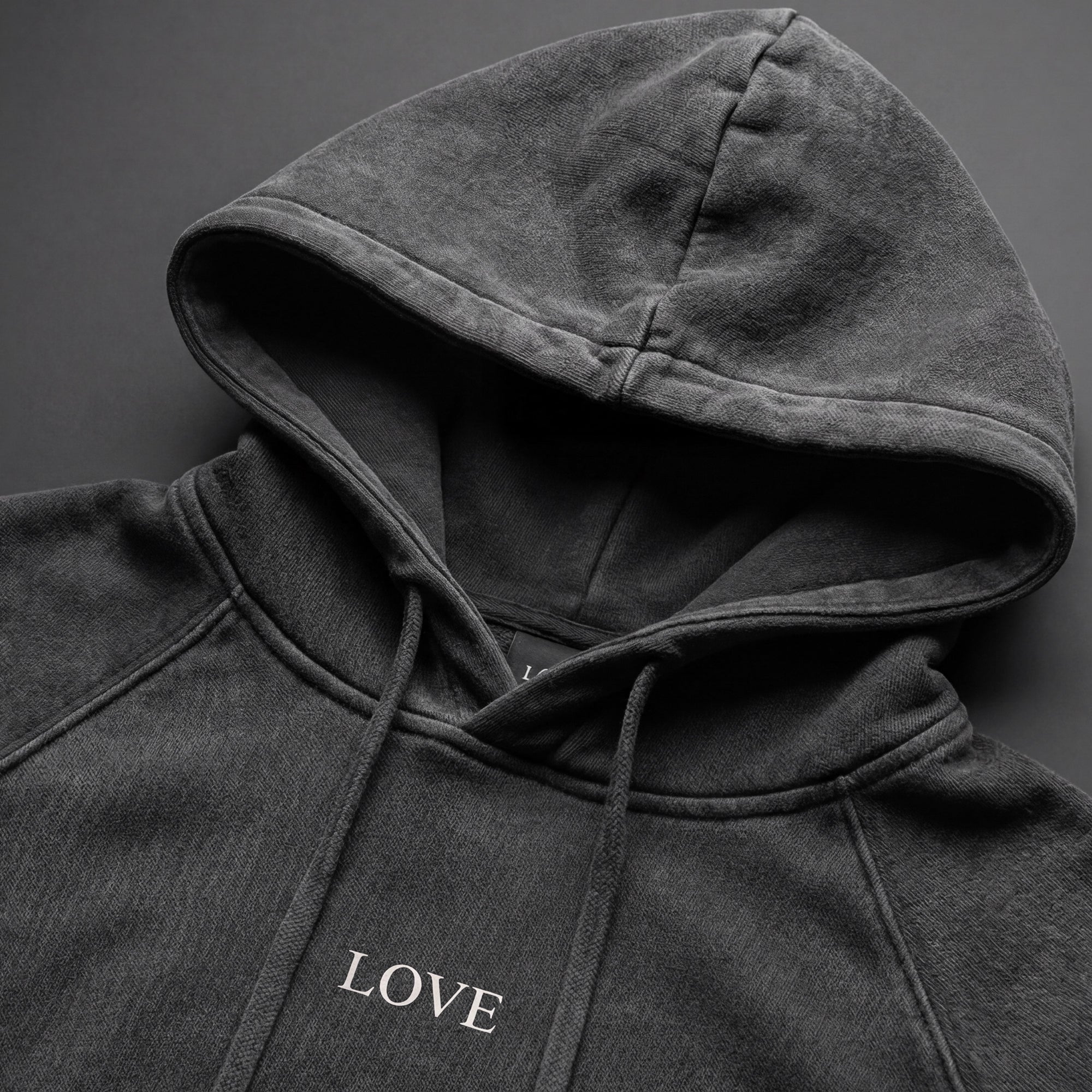 Washed Crop Hoodie - White Type