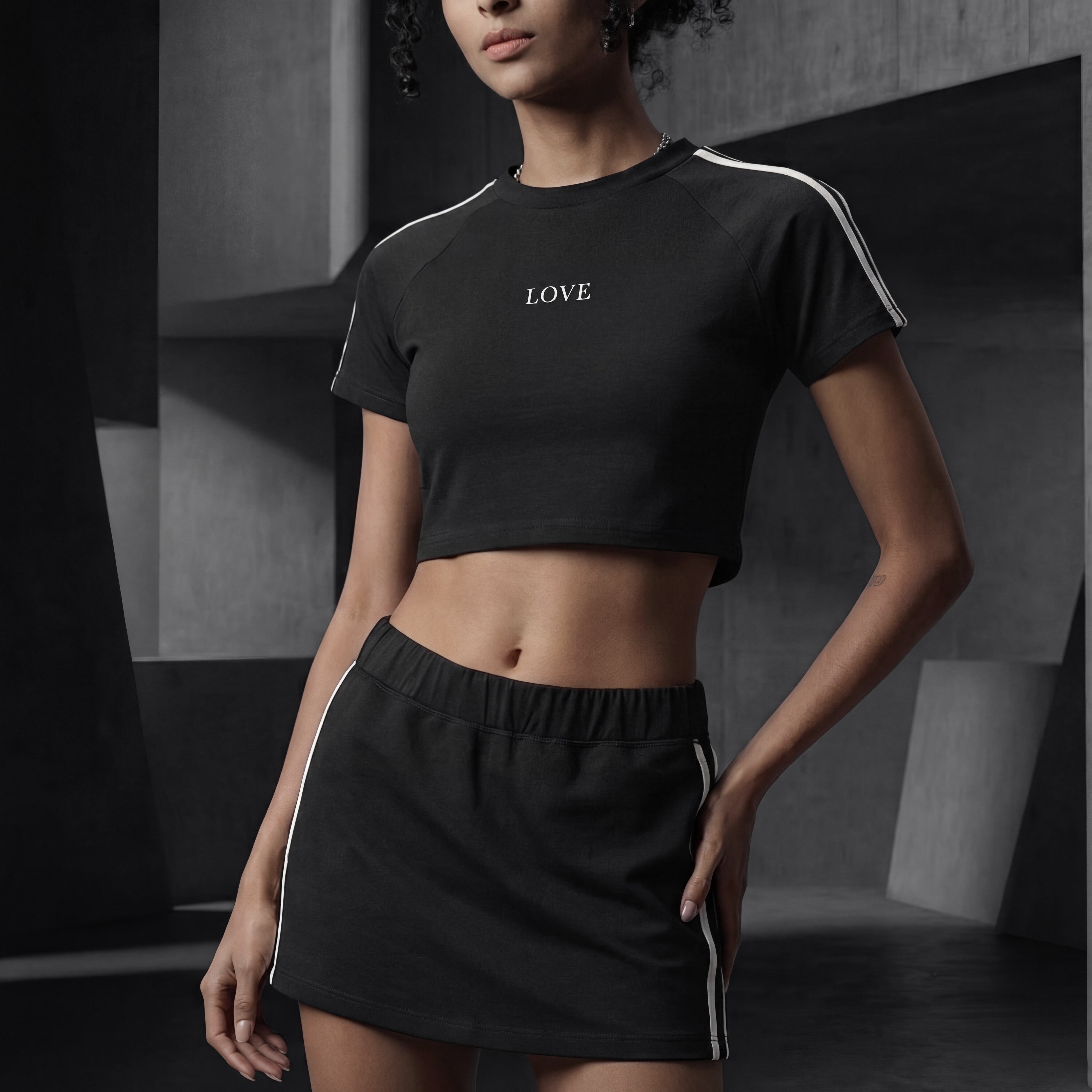 Taped Crop Top - White Type